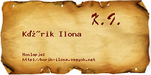 Kórik Ilona névjegykártya